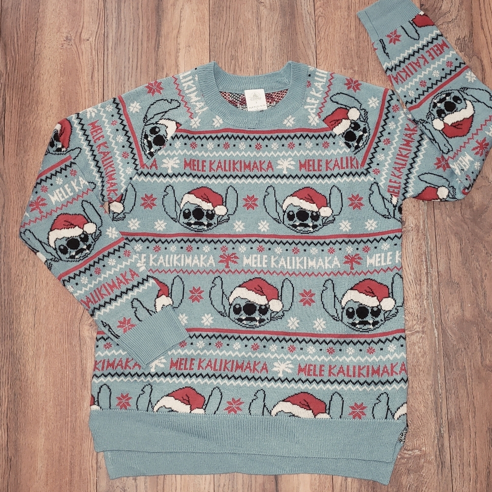 Disney Blue and Red Stitch Christmas Sweater